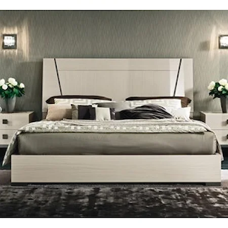 King Low Profile Bed with Wood Headboard